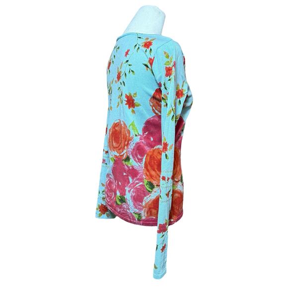 Christina Rotelli Top Women S Silk Stretch Roses 90s Y2K Vintage Phoebe Buffay - Picture 6 of 11